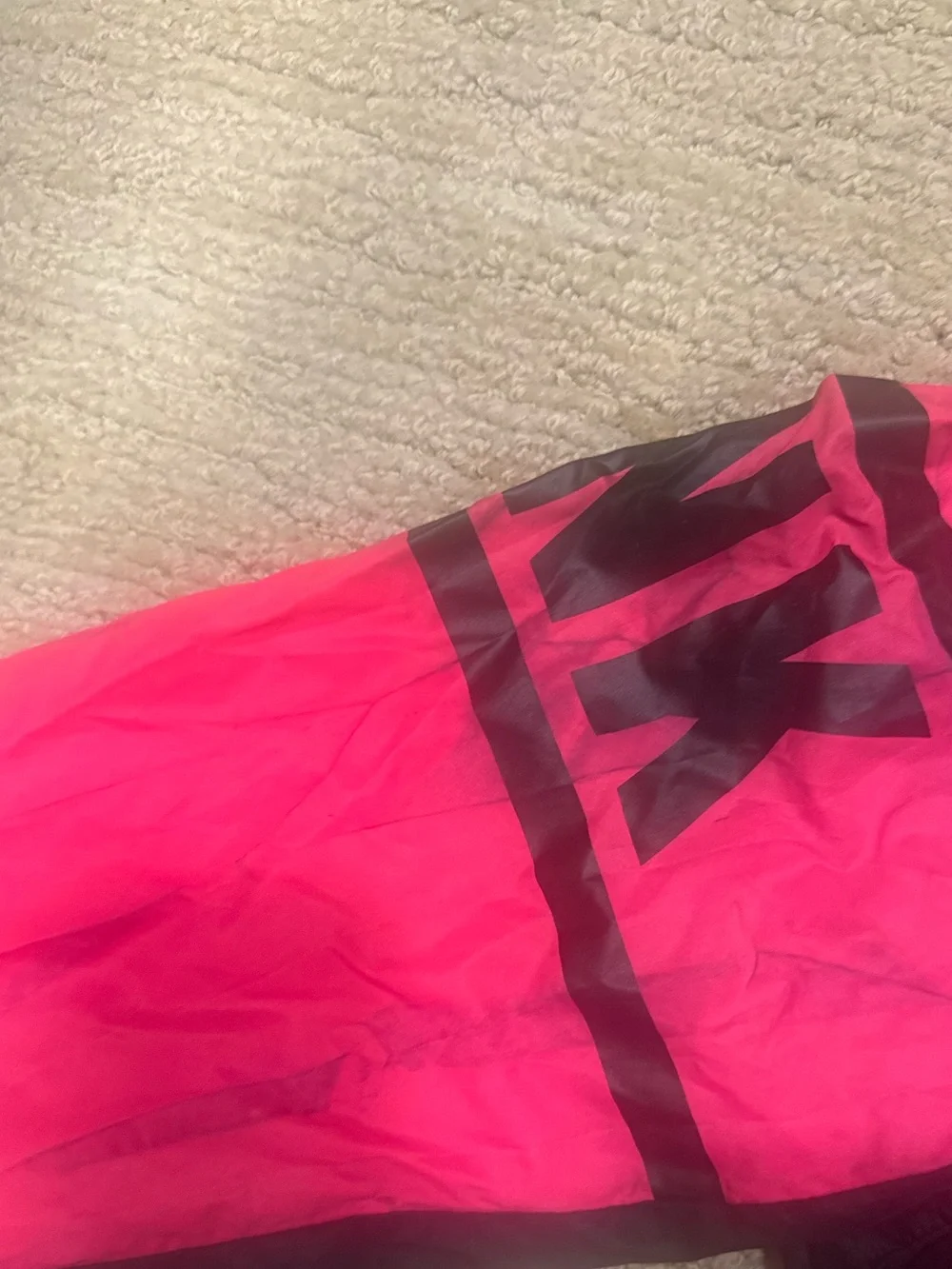 PINK Victoria's Secret Hot Pink and Black Hooded Windbreaker